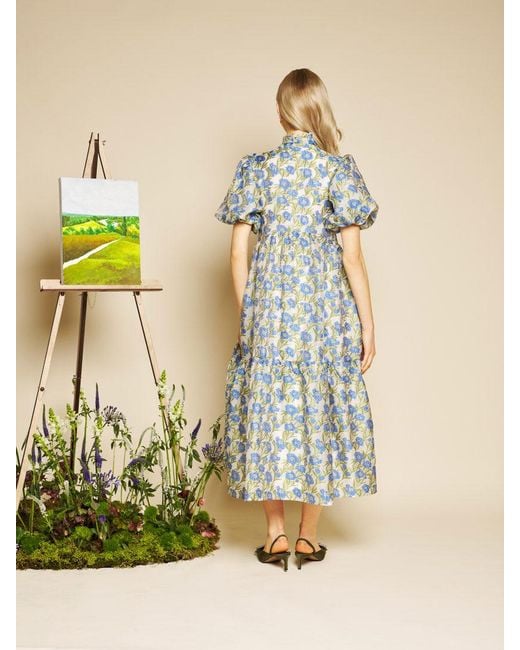 Sister Jane Blue Iris Jacquard Midi Dress