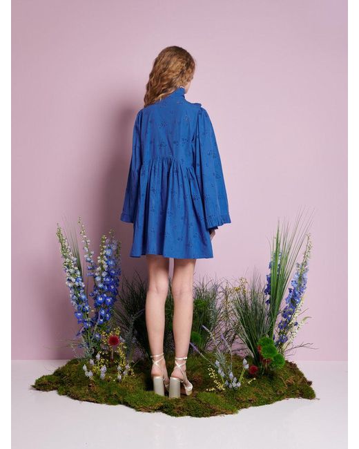 Sister Jane Blue Meadow Sage Bow Mini Dress