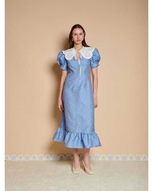 Sister Jane Blue Alice Jacquard Midi Dress