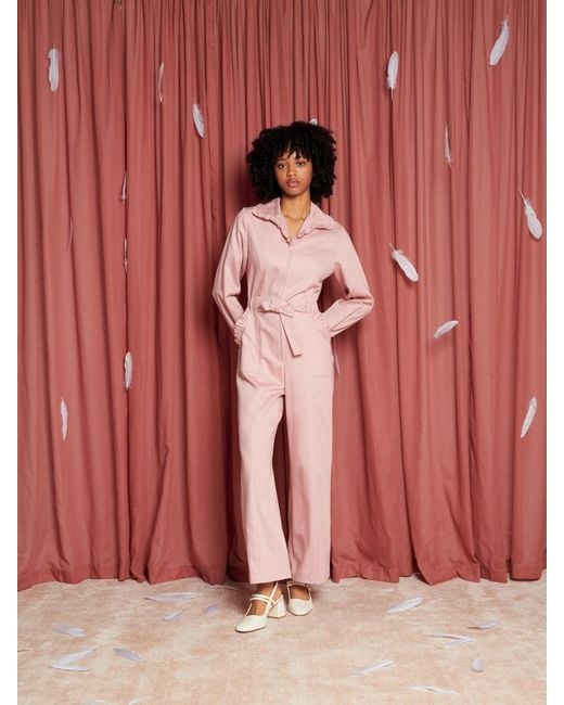 Sister Jane Pink Lovebirds Ruffle Jumpsuit