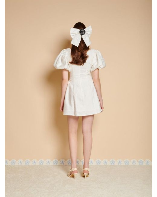 Sister Jane Natural Klara Jacquard Bow Mini Dress