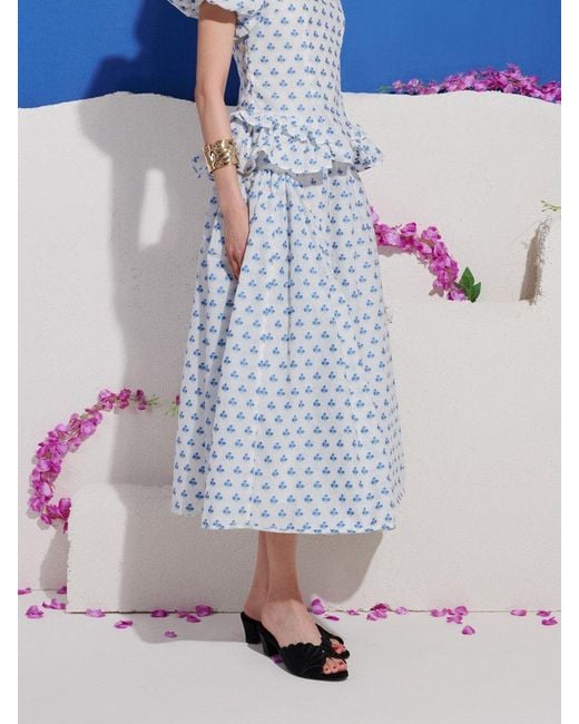Sister Jane Blue Dream Sea Salt Jacquard Midi Skirt