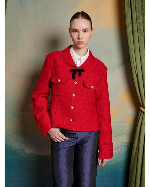 Sister Jane Red Poise Boucle Jacket