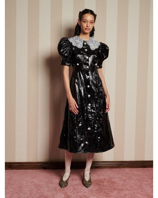 Sister Jane Black Lunette Pu Midi Dress