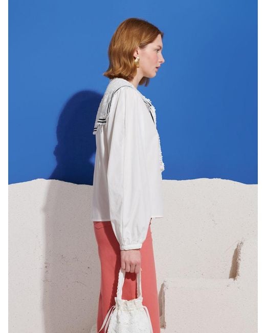 Sister Jane Blue Cleo Collar Tie Blouse