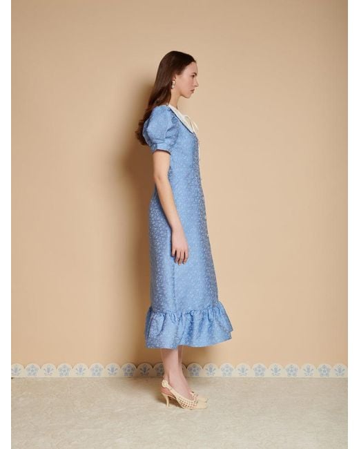 Sister Jane Blue Alice Jacquard Midi Dress