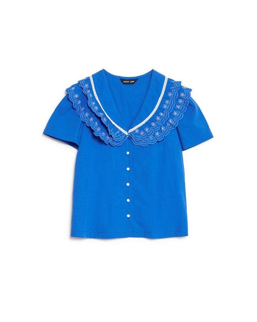 Sister Jane Blue Aegean Trim Blouse