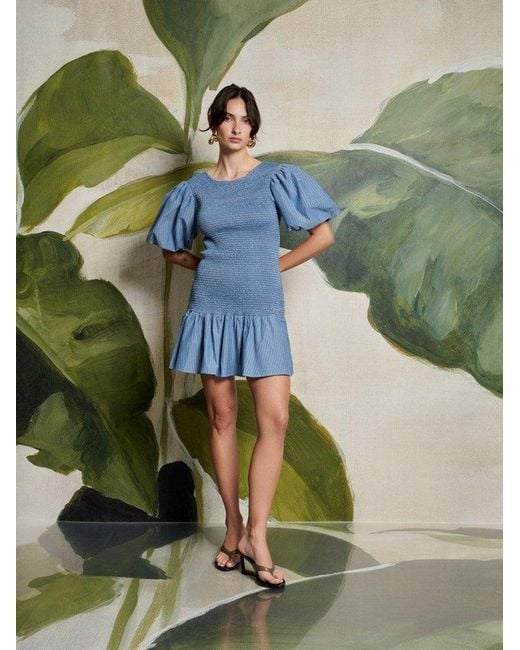 Sister Jane Blue Ghospell Scottie Stripe Mini Dress