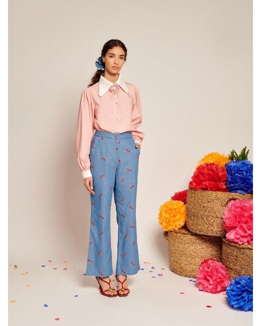 Sister Jane Blue Lola Denim Cropped Trousers