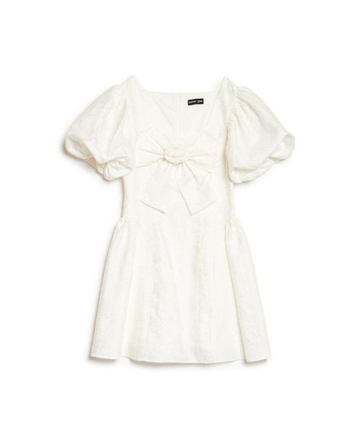Sister Jane Natural Klara Jacquard Bow Mini Dress