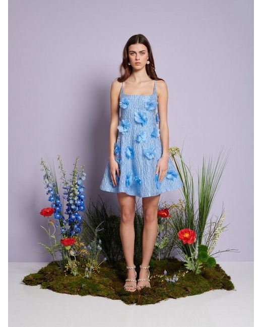 Sister Jane Blue Dream Blooming Jacquard Mini Dress