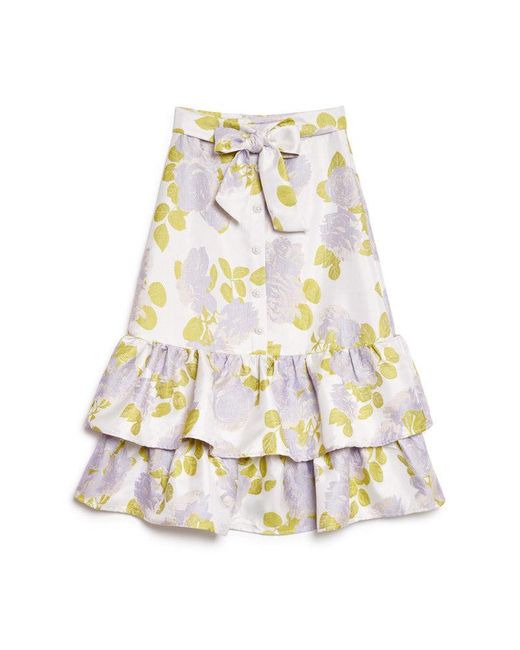 Sister Jane Blue Fig Flora Jacquard Ruffle Skirt