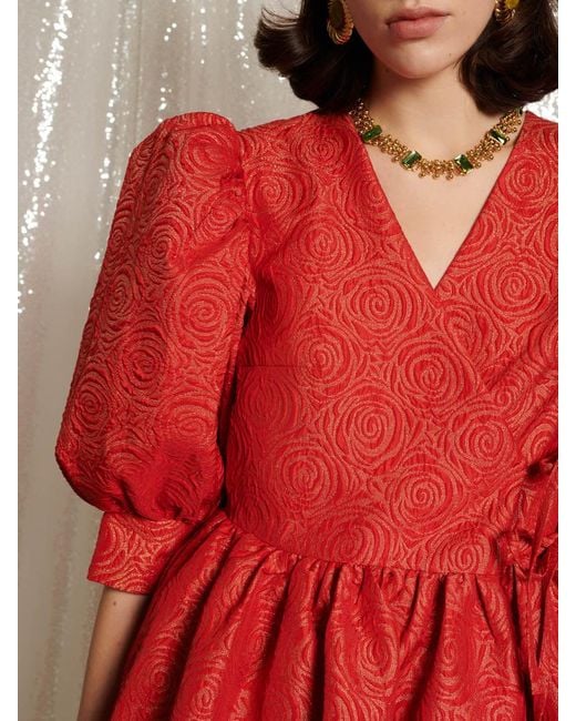 Sister Jane Red Dream La Dolce Vita Wrap Midi Dress