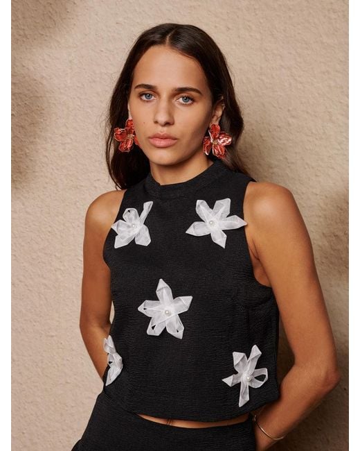 Sister Jane Black Glow Flora Cropped Top