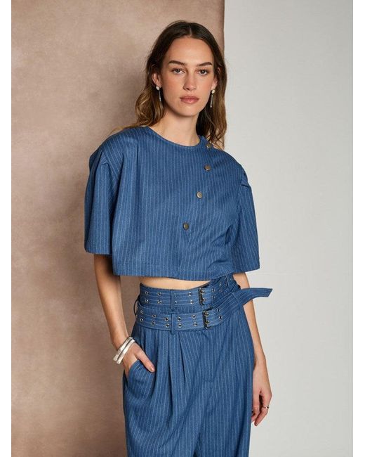 Sister Jane Blue Ghospell Bettie Pinstripe Top