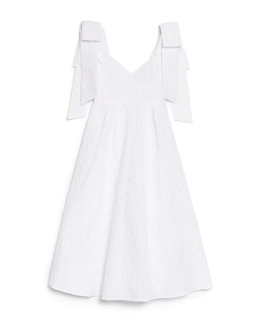 Sister Jane White Dream Prairie Bow Jacquard Midi Dress