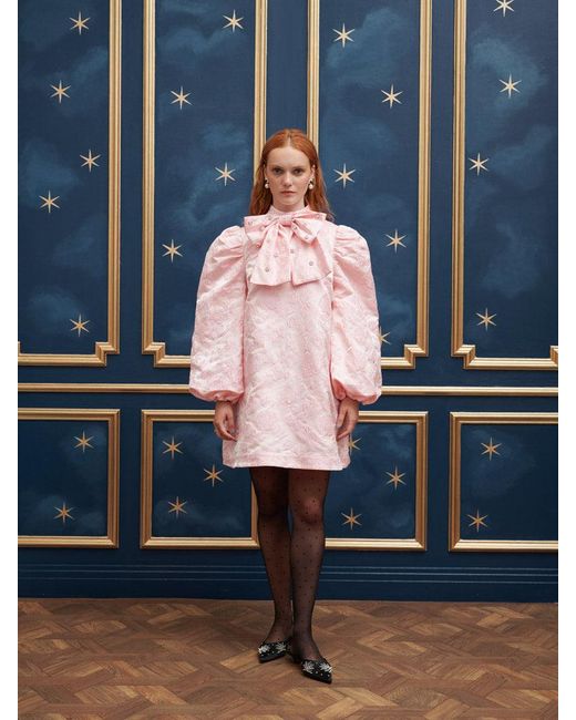 Sister Jane Blue Sparkle Jacquard Bow Dress