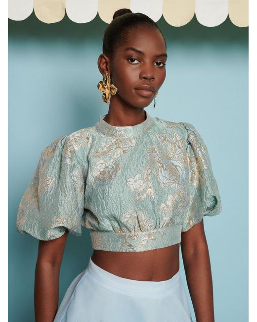 Sister Jane Dream Grape Jacquard Bow Top in Blue | Lyst UK