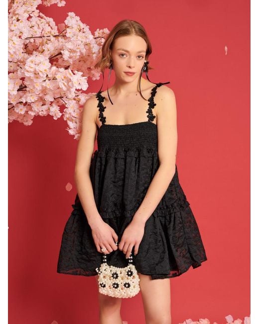 Sister Jane Red Dream Enflower Jacquard Mini Dress