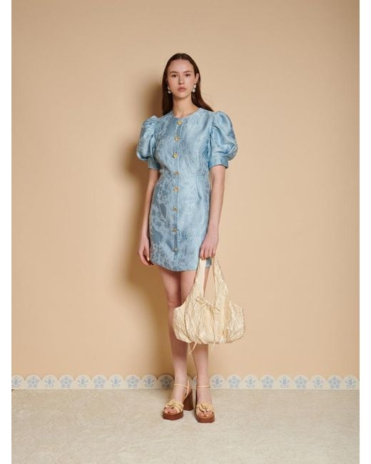 Sister Jane Blue Angie Jacquard Mini Dress