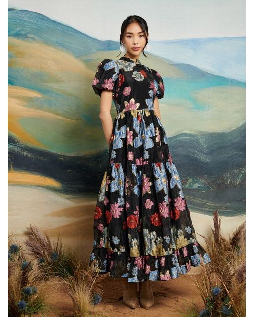 Sister Jane Blue Dream Poetic Jacquard Midi Dress