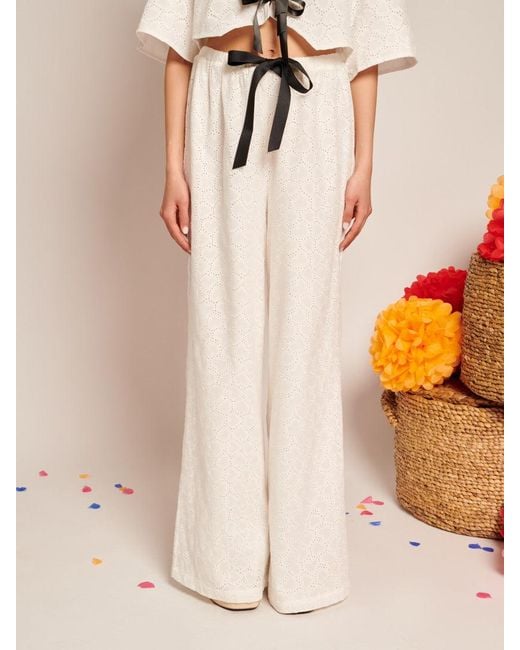 Sister Jane Blanca Broderie Anglaise Trousers in Orange | Lyst UK