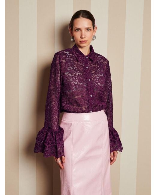 Sister Jane Purple Dream Quill Lace Ruffle Blouse