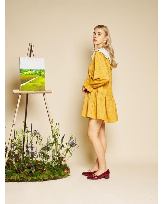 Sister Jane Yellow Jaune Jacquard Mini Dress