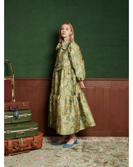 Sister Jane Nord Jacquard Bow Dress in Green | Lyst