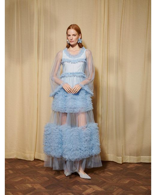 Sister Jane Blue Dream Halo Haze Tulle Maxi Dress