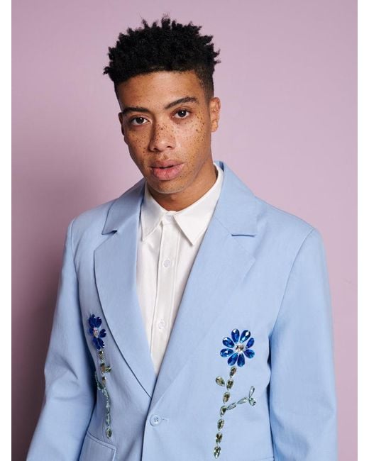 Sister Jane Blue Field Gem Single Breasted Blazer