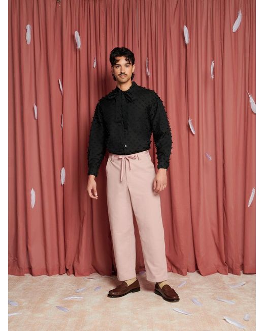Sister Jane Pink Crane Waist Tie Trousers