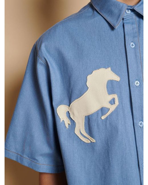 Sister Jane Blue Dala Applique Boxy Shirt