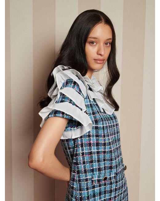 Sister Jane Blue Chamber Tweed Check Mini Dress