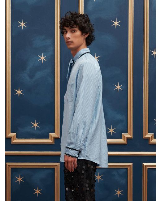 Sister Jane Blue Penny Stripe Gem Shirt