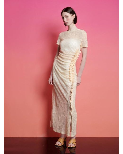 Sister Jane Pink Ghospell Lucia Ruched Midi Dress