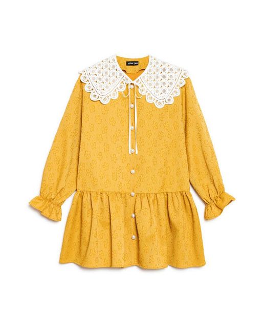 Sister Jane Yellow Jaune Jacquard Mini Dress