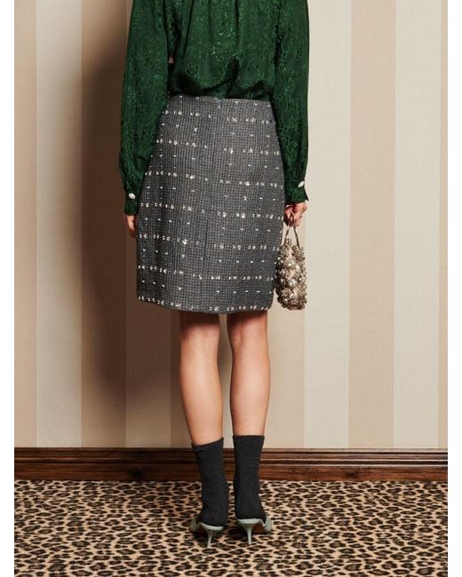 Sister Jane Green Dream Parlour Tweed Midi Skirt