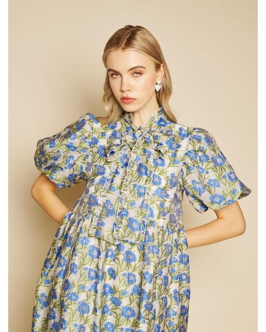 Sister Jane Blue Iris Jacquard Midi Dress