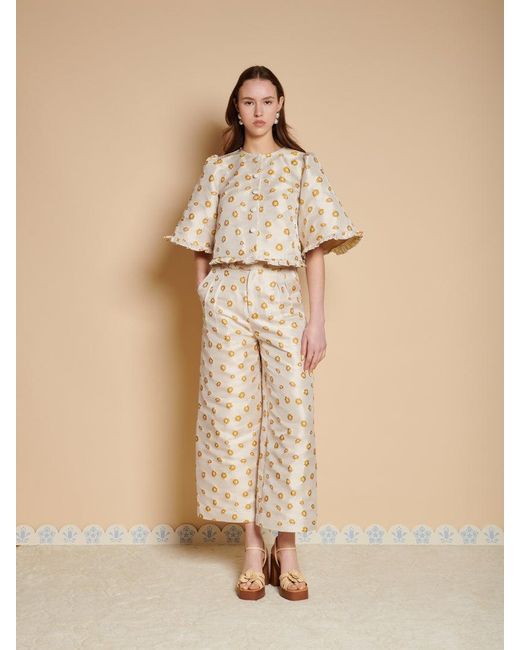 Sister Jane Natural Mora Jacquard Ruffle Top