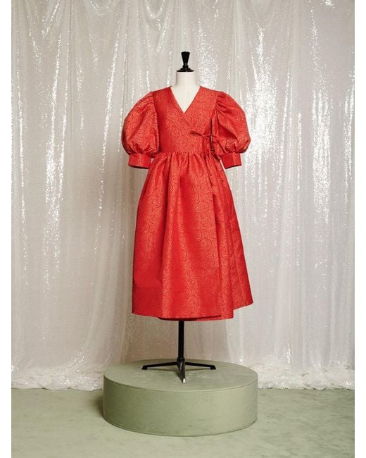 Sister Jane Red Dream La Dolce Vita Wrap Midi Dress