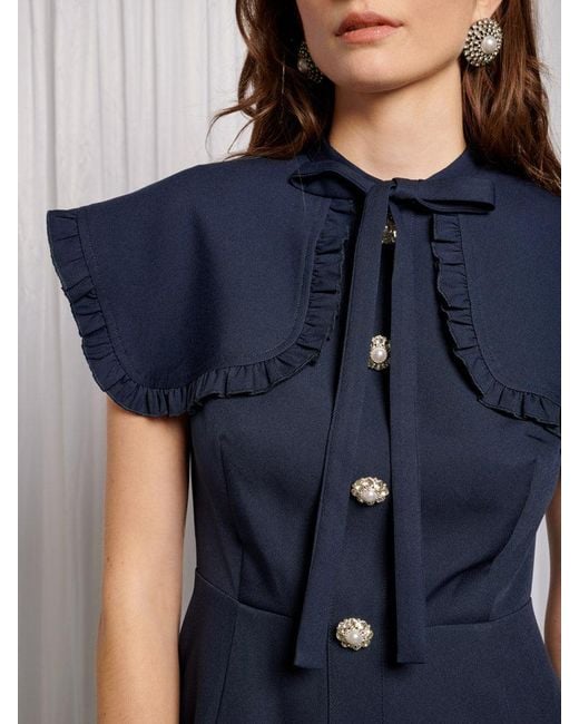 Sister Jane Blue Bibi Bib Collar Midi Dress