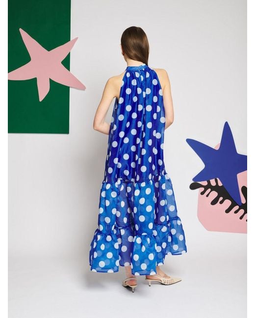 Sister Jane Blue Marine Spot Organza Maxi Dress