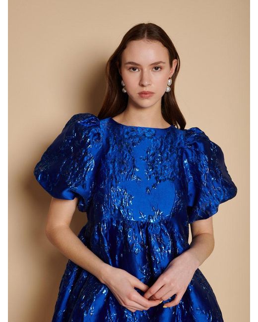 Sister Jane Blue Watercolour Jacquard Mini Dress