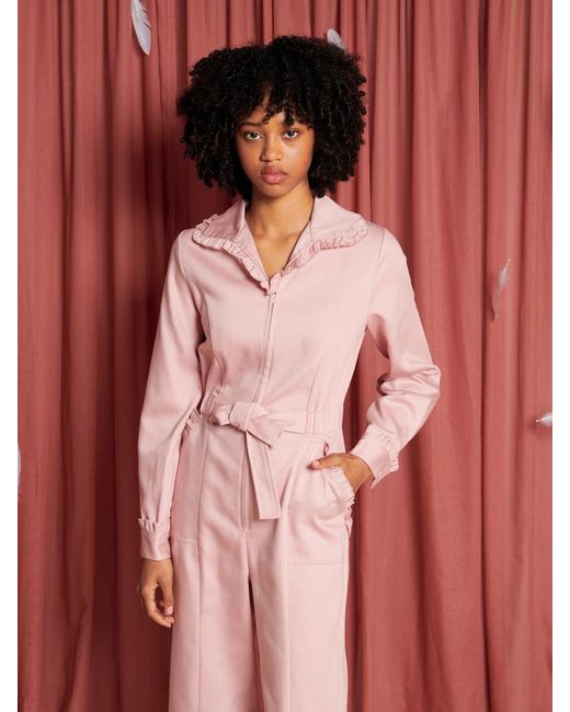 Sister Jane Pink Lovebirds Ruffle Jumpsuit