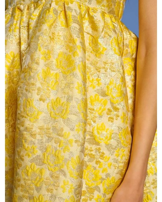 Sister Jane Yellow Dream Shimmer Jacquard Mini Dress