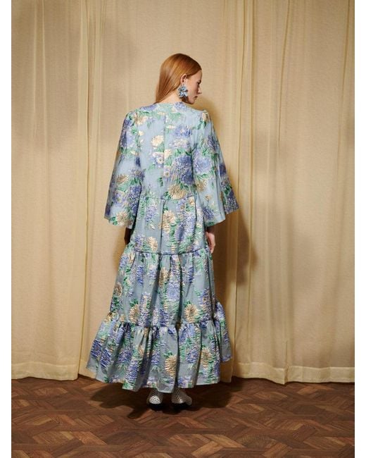 Sister Jane Blue Dream Lilt Floral Jacquard Maxi Dress