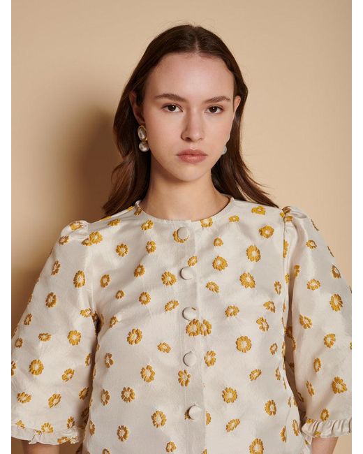 Sister Jane Natural Mora Jacquard Ruffle Top