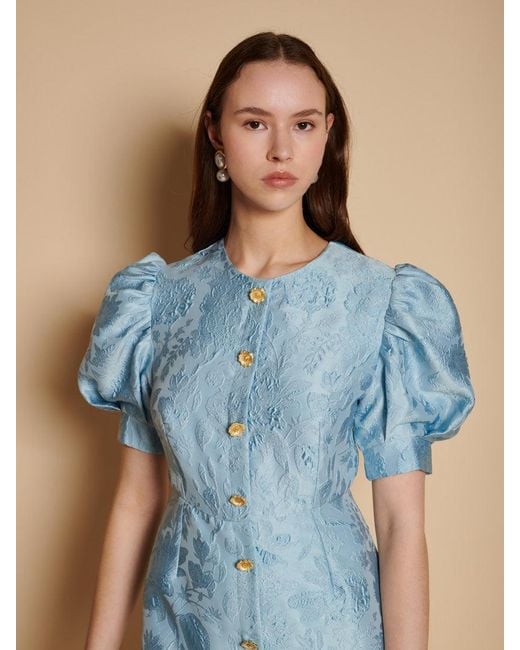Sister Jane Blue Angie Jacquard Mini Dress