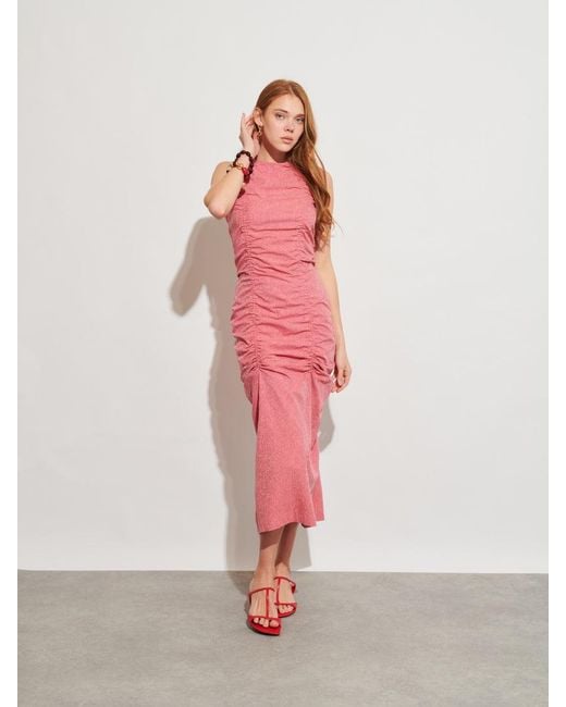 Sister Jane Pink Ghospell Mayre Ruched Midi Dress